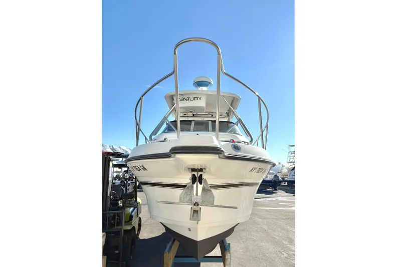 Slide: The Image of 2006 Century 2400 Walkaround boat on a trailer. - 2