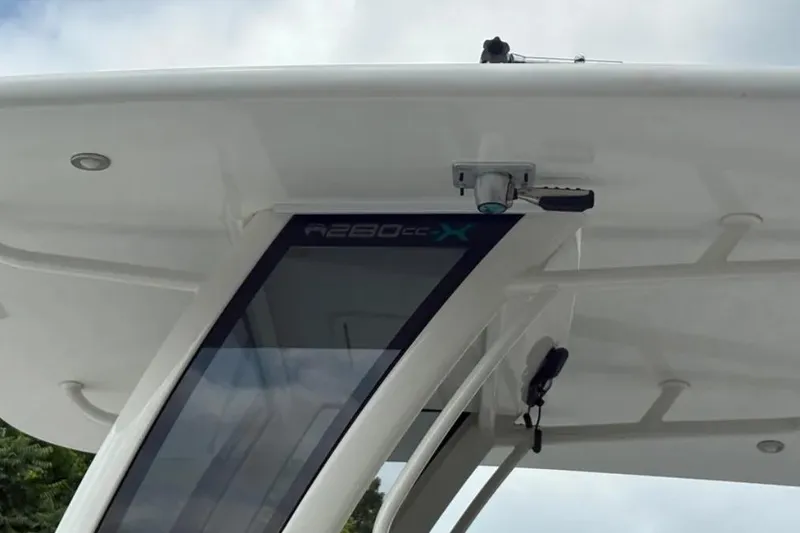 Slide: The Image of 2020 World Cat 280 CC-X boat roof detail with sleek design and modern features. - 5