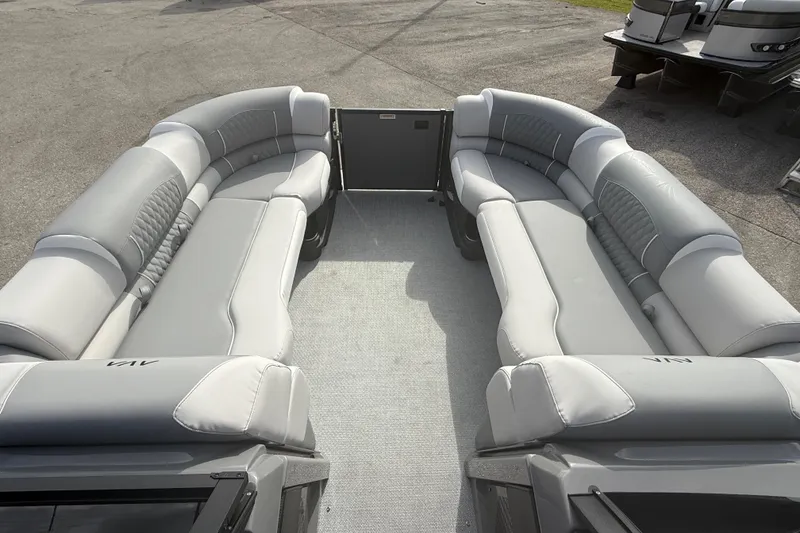 Slide: The Image of 2026 Avalon 2585 Excalibur LTD interior with luxurious quad lounger seating. - 15