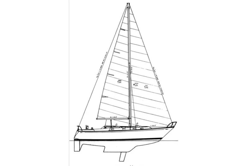 Slide: The Image of Line drawing of a 1979 Tartan T 37 sailboat, showcasing its classic design. - 45