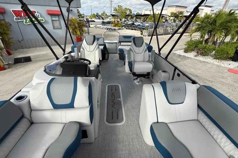 Slide: The Image of Luxurious interior of 2026 Avalon 2385 Catalina Quad Lounger, featuring plush seating and modern design. - 19