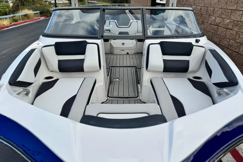Slide: The Image of 2021 Yamaha Boats 195S interior with sleek seating and modern design. - 11