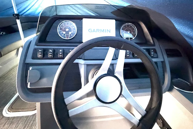 Slide: The Image of Steering console of 2026 Godfrey Sweetwater 2286 SBC with Garmin navigation system. - 10