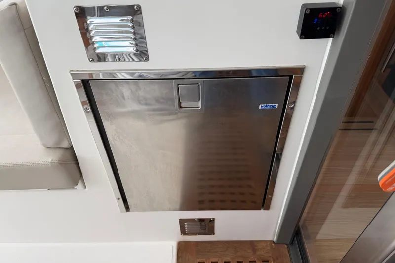 Slide: The Image of Stainless steel fridge on 2019 Nautitech 40 Open yacht interior. - 18