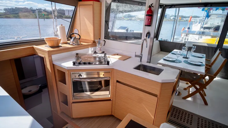 Slide: The Image of Interior of 2019 Nautitech 40 Open with modern kitchen. - 20
