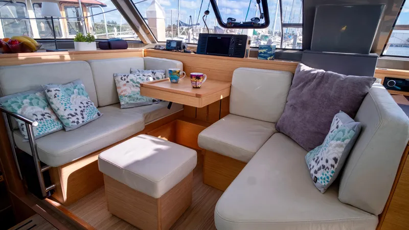 Slide: The Image of Interior of 2019 Nautitech 40 Open with cozy seating area. - 25
