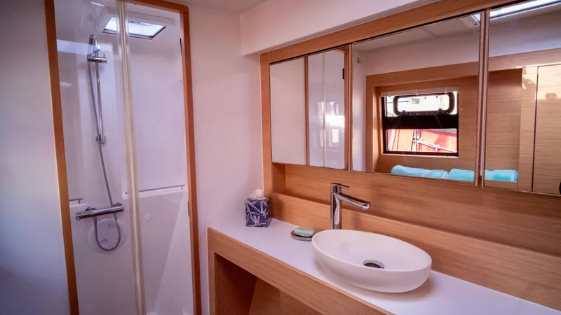 Slide: The Image of Modern bathroom in Nautitech 40 Open 2019 catamaran. - 27