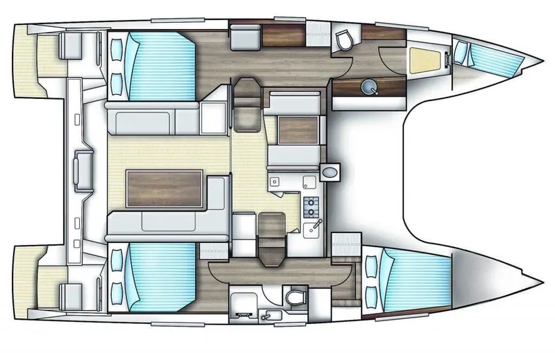 Slide: The Image of Floor plan of Nautitech 40 Open catamaran, 2019 model. - 3
