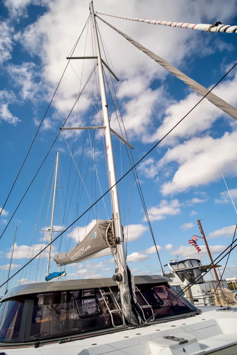 Slide: The Image of Nautitech 40 Open 2019 catamaran against blue sky. - 38