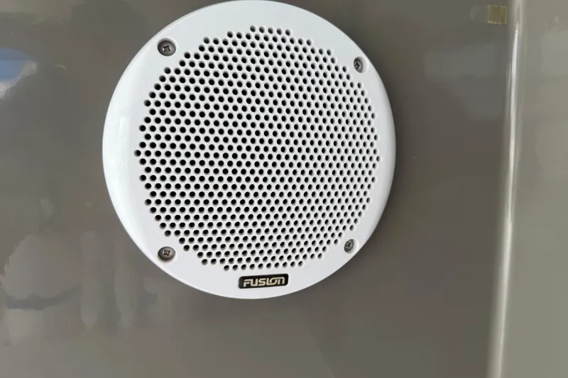 Slide: The Image of White Fusion speaker on Nautitech 40 Open 2019 yacht interior. - 47