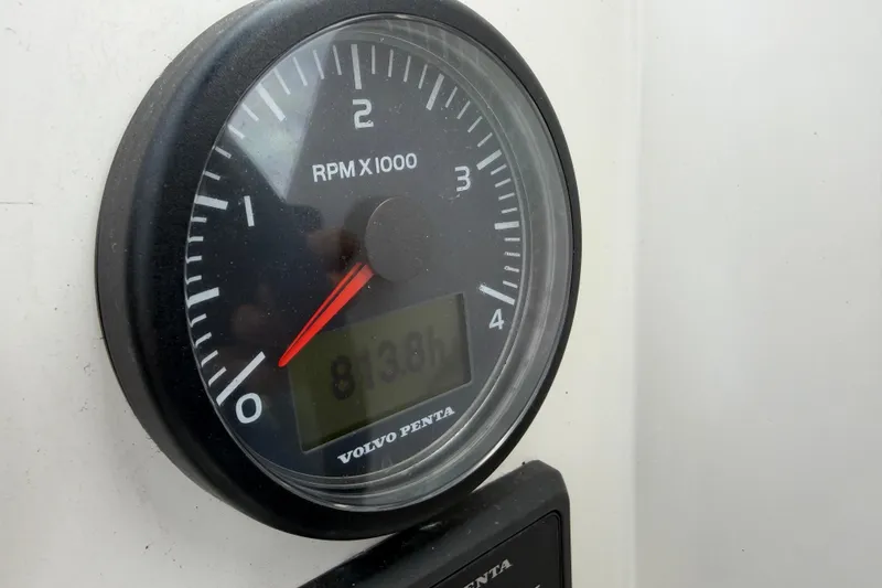 Slide: The Image of Volvo Penta tachometer displaying 8138 hours on a 2019 Nautitech 40 Open. - 50