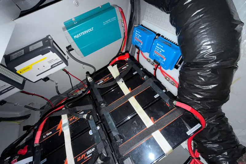 Slide: The Image of Electrical system of a 2019 Nautitech 40 Open catamaran with batteries and Mastervolt components. - 51