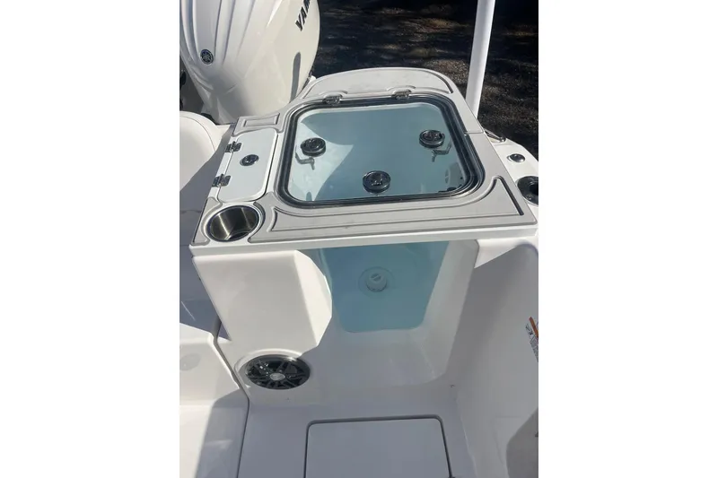 Slide: The Image of T-top of 2026 Sea Fox 268 Commander boat against clear blue sky. - 18