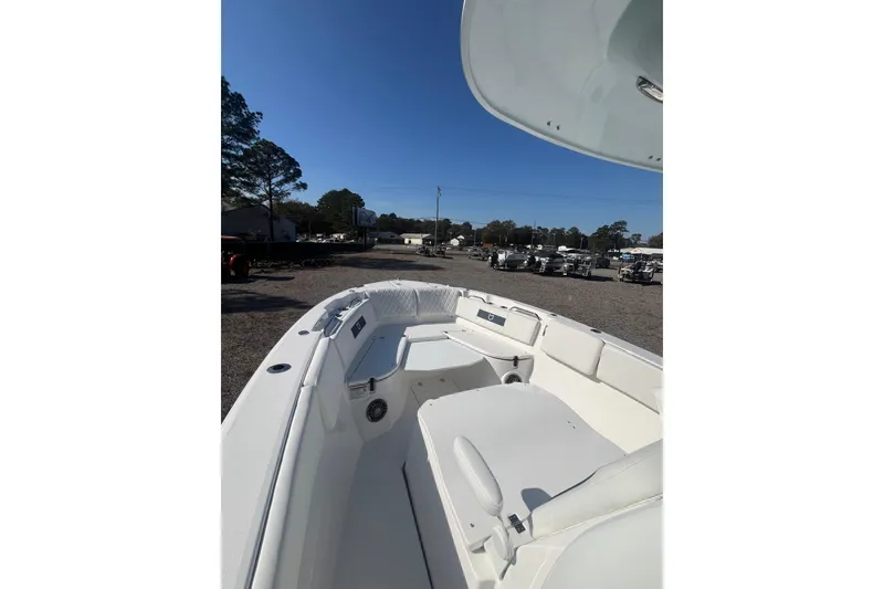 Slide: The Image of 2026 Sea Fox 268 Commander with dual Yamaha outboard engines, rear view. - 6