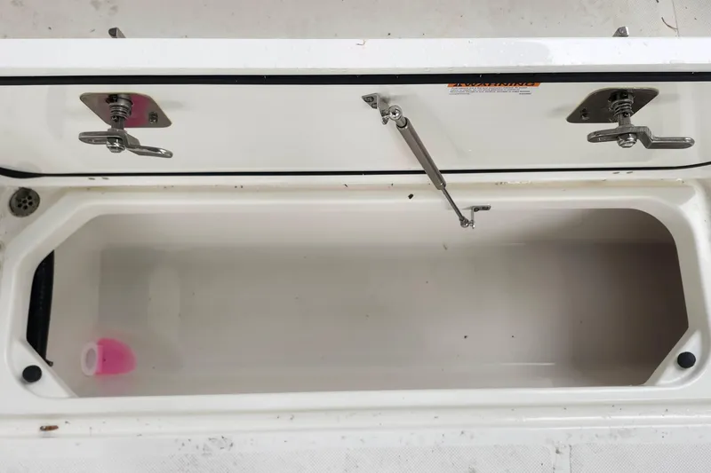 Slide: The Image of 2026 Pursuit OS 355 Offshore boat seat with gray cushioned upholstery and diamond stitching. - 13