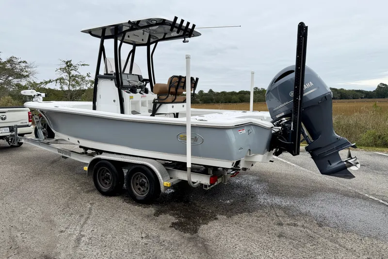 Slide: The Image of 2022 Sea Hunt BX 22 BR boat on trailer with Yamaha outboard motor. - 49