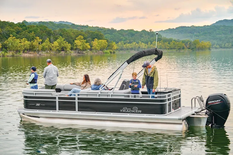 The Image of 2026 Sun Tracker SportFish 22 DLX pontoon boat at Bass Pro Shops. - 0