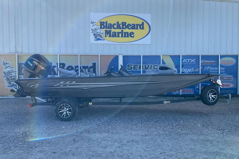 The Image of 2026 G3 Sportsman 1810 SE boat on trailer at BlackBeard Marine dealership. - 1