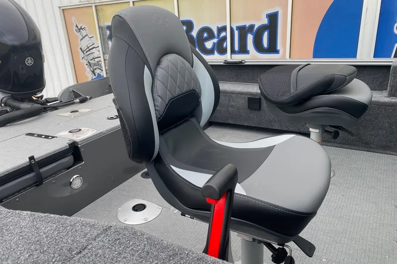 Slide: The Image of 2026 G3 Angler V17 FS boat interior with modern seating and sleek design. - 8