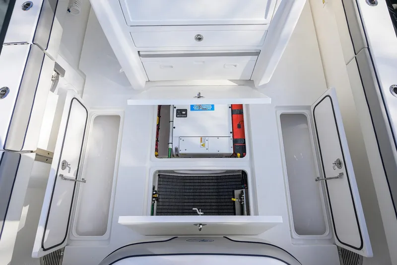 Slide: The Image of 2020 Valhalla V-33 boat storage compartments and equipment layout. - 29