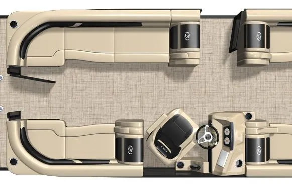 Slide: The Image of 2026 Barletta C22QC pontoon boat interior layout, featuring spacious seating and modern design. - 16