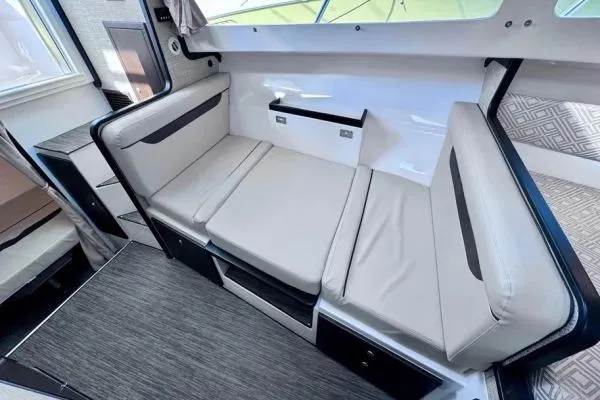 Slide: The Image of 2022 Stamas 370 Aegean interior with beige seating and modern design. - 10