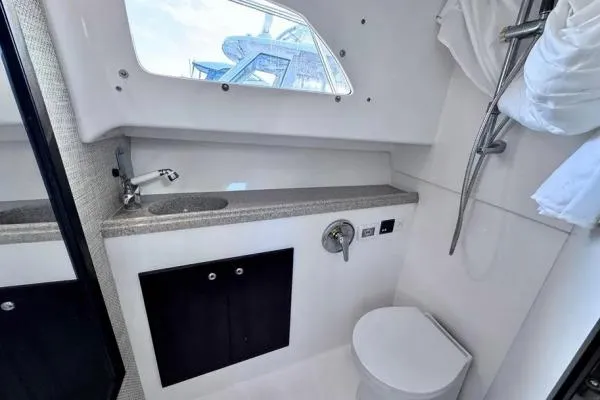 Slide: The Image of Bathroom interior of 2022 Stamas 370 Aegean yacht with modern fixtures. - 19