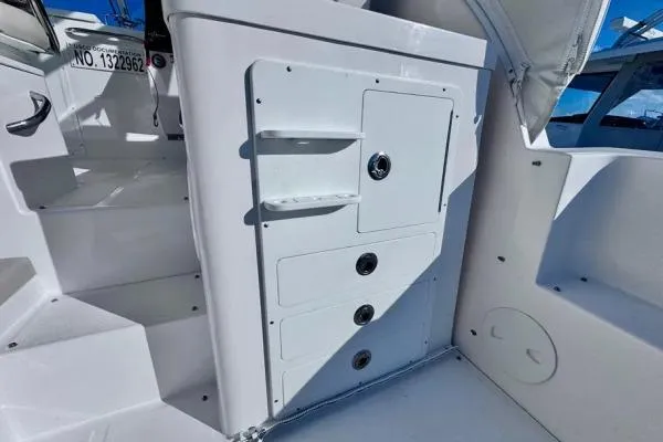 Slide: The Image of 2022 Stamas 370 Aegean boat interior with storage compartments and seating area. - 41