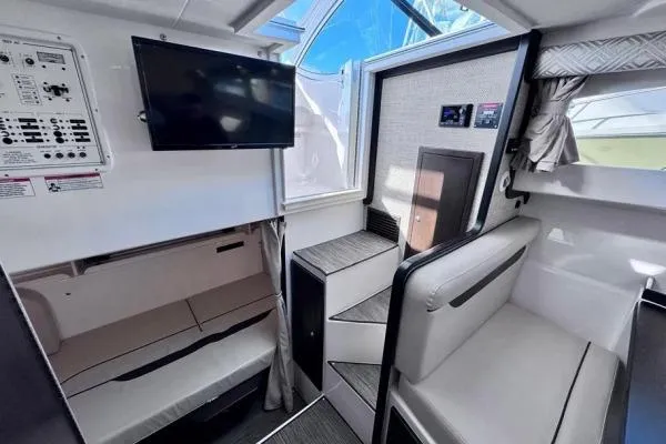 Slide: The Image of Interior of 2022 Stamas 370 Aegean boat with modern seating and entertainment system. - 5