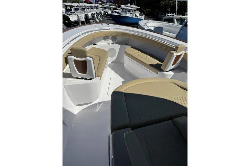 Slide: The Image of Luxurious seating on 2026 Phenom 37 boat, showcasing elegant design and comfort. - 6
