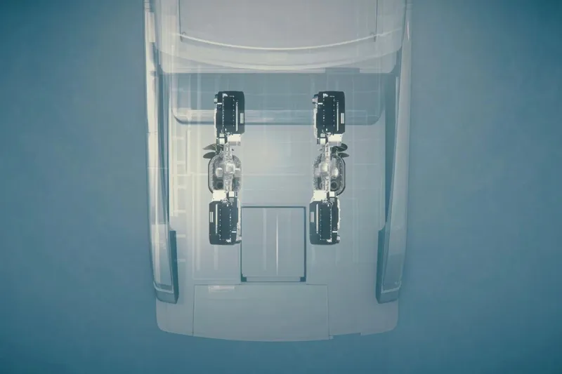 Slide: The Image of Top view of 2027 Sanlorenzo SX120 yacht's engine layout, showcasing advanced design. - 27