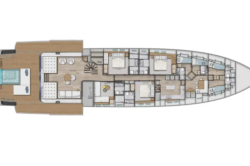 Slide: The Image of Floor plan of 2027 Sanlorenzo SX120 yacht, showcasing luxurious interior layout and design. - 33