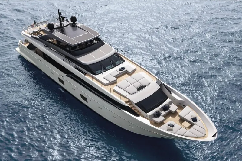 Slide: The Image of Luxurious 2026 Sanlorenzo SL120A yacht cruising on open sea. - 3