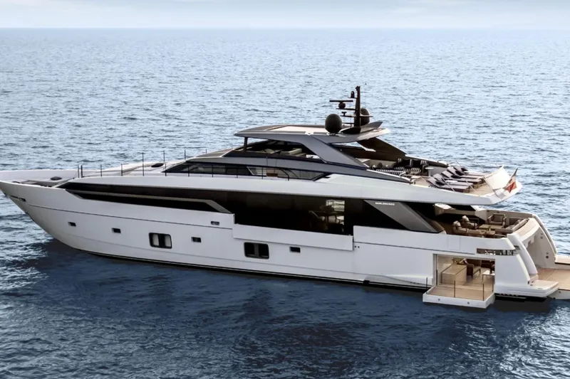 Slide: The Image of Luxurious 2026 Sanlorenzo SL120A yacht cruising on open sea. - 4