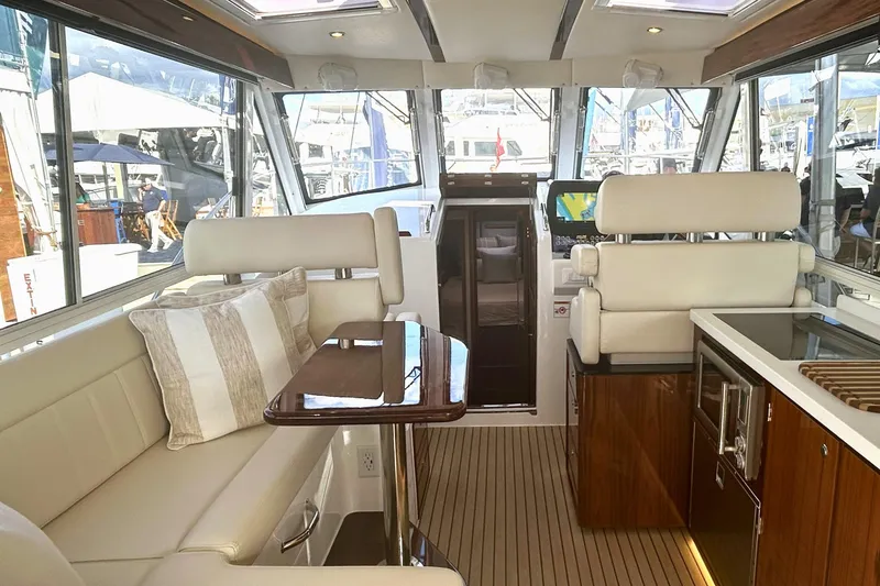 Slide: The Image of Luxurious interior of 2026 MJM 47R yacht with elegant seating and modern amenities. - 8