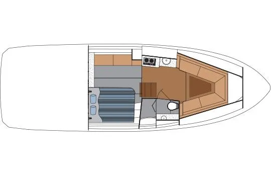 Slide: The Image of 2021 Cruisers Yachts 390 Express Coupe interior kitchen with modern appliances and seating area. - 53