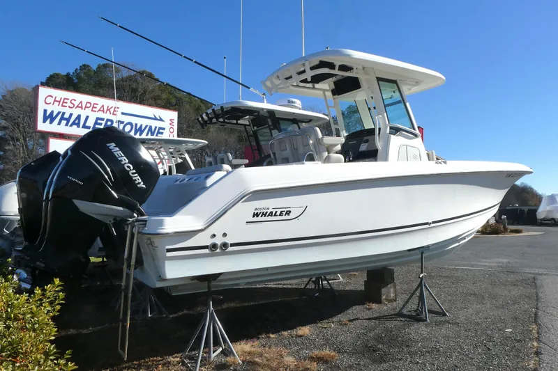Slide: The Image of 2017 Boston Whaler 250 Outrage boat displayed at Chesapeake Whalertowne dealership. - 1