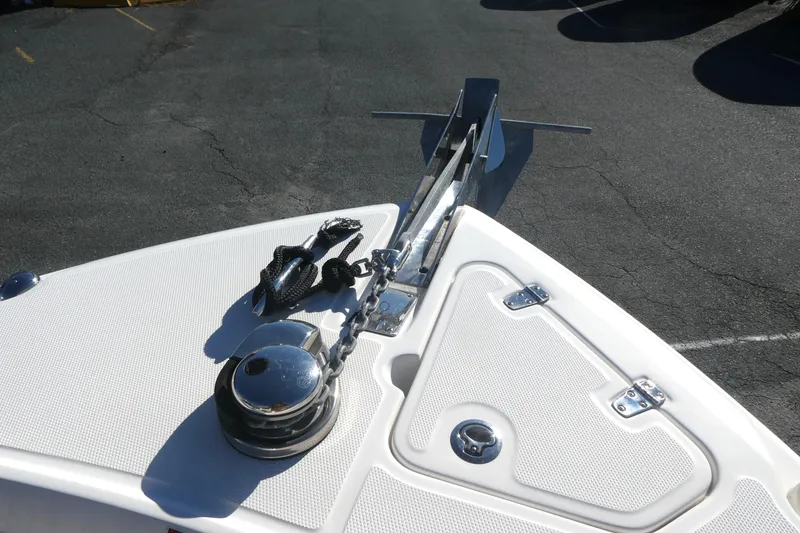 Slide: The Image of 2017 Boston Whaler 250 Outrage boat bow with anchor and winch system. - 10