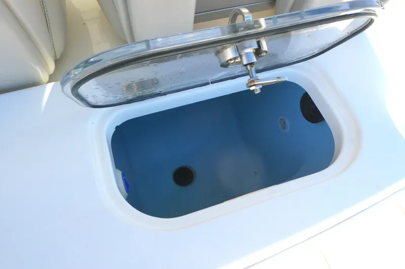 Slide: The Image of Open storage compartment on 2017 Boston Whaler 250 Outrage boat. - 8