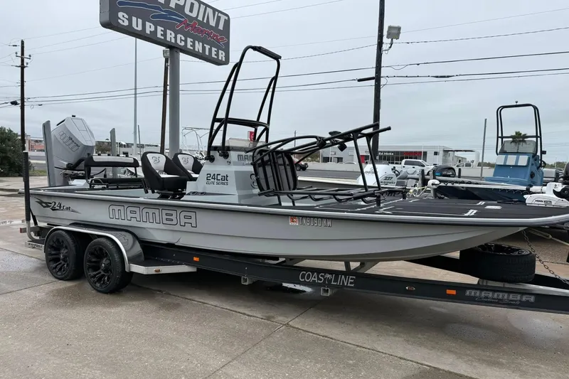 Slide: The Image of Close-up of Mamba 24 Cat Elite 2026 frame against cloudy sky. - 23