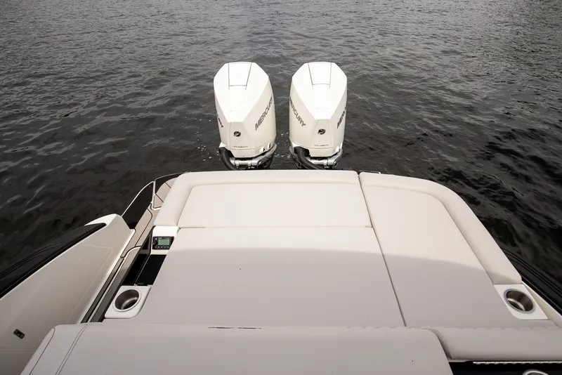 Slide: The Image of Sea Ray SLX 280 Outboard 2026 with twin outboard engines on water. - 14