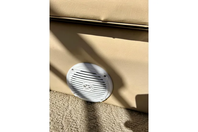 Slide: The Image of Steering wheel of 2013 South Bay 417 CR boat, close-up view. - 42