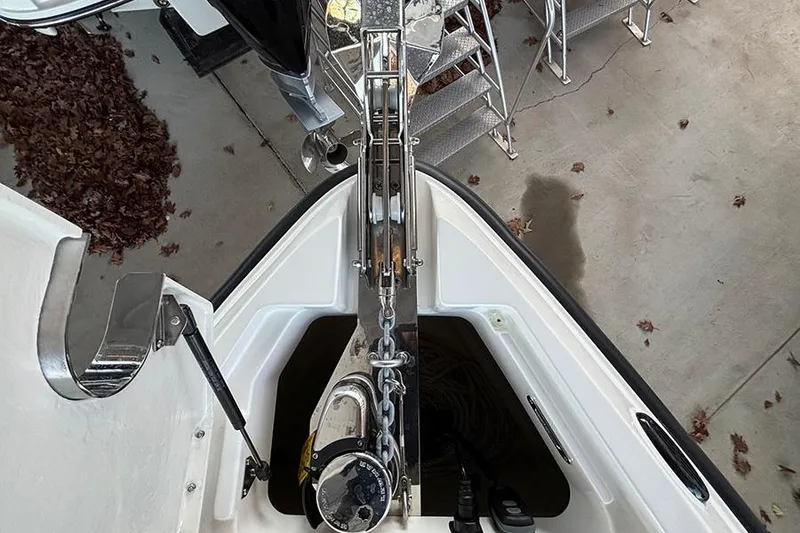 Slide: The Image of Bow view of 2026 Navan S30 boat with anchor chain and winch system. - 16