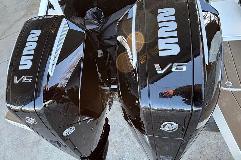 Slide: The Image of Twin Mercury V6 outboard engines on a 2026 Navan S30 boat. - 5