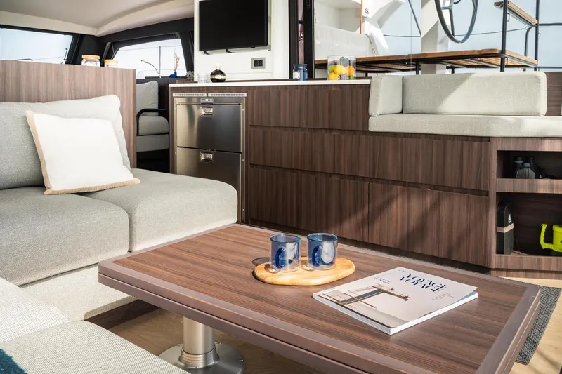 Slide: The Image of Luxurious interior of 2026 Catana OC2 yacht with modern furnishings and elegant design. - 9
