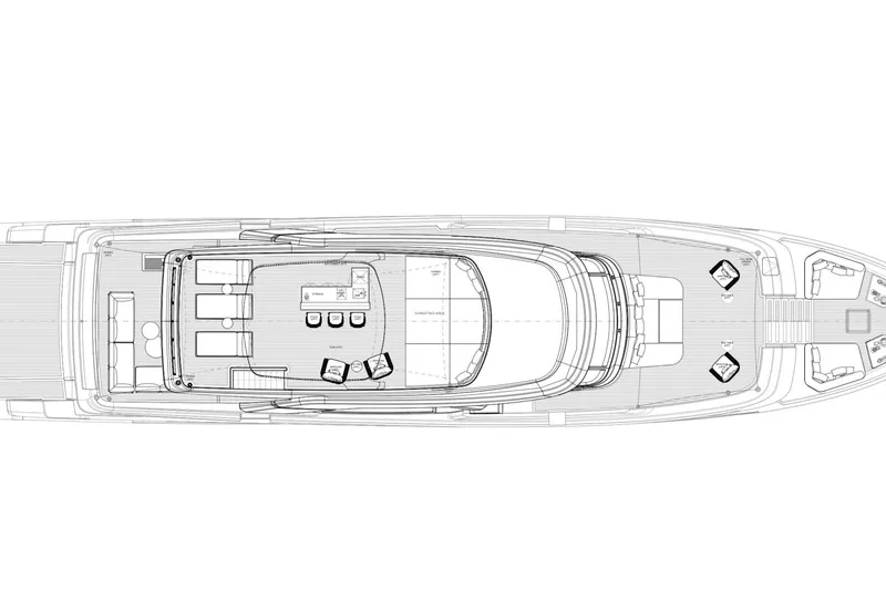 Slide: The Image of Top view blueprint of 2027 Sanlorenzo SD118 yacht design layout. - 19