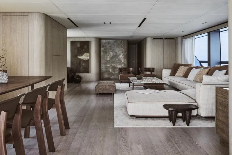 Slide: The Image of Luxurious interior of 2028 Sanlorenzo SD132 yacht with modern furnishings and elegant decor. - 13