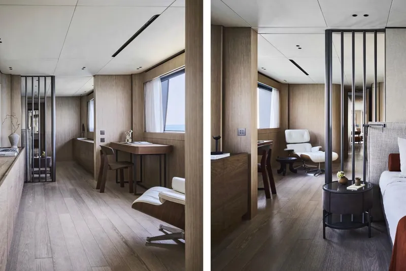 Slide: The Image of Luxurious interior of 2028 Sanlorenzo SD132 yacht with modern furnishings and elegant design. - 15