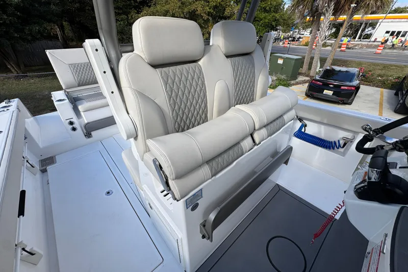 Slide: The Image of Luxury seating on 2026 Solace 30 CS boat, featuring elegant design and premium materials. - 38