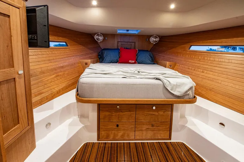 Slide: The Image of Luxurious cabin of the MJM 42 yacht, year 2025. - 6